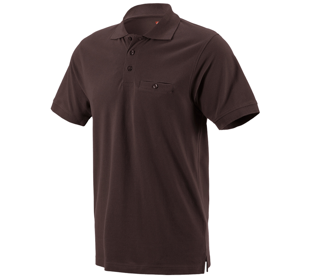 Emner: e.s. Polo-Shirt cotton Pocket + brun