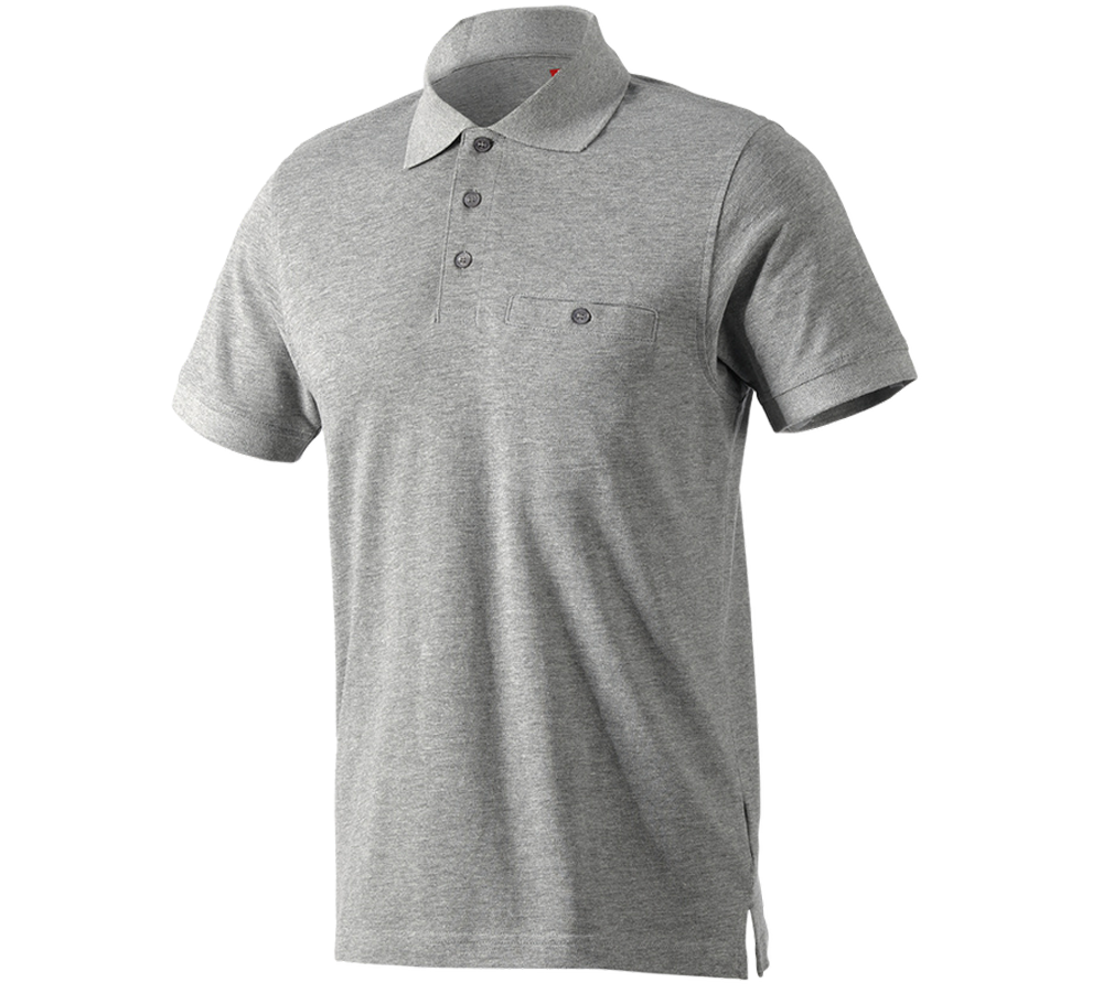 T-Shirts, Pullover & Skjorter: e.s. Polo-Shirt cotton Pocket + gråmeleret
