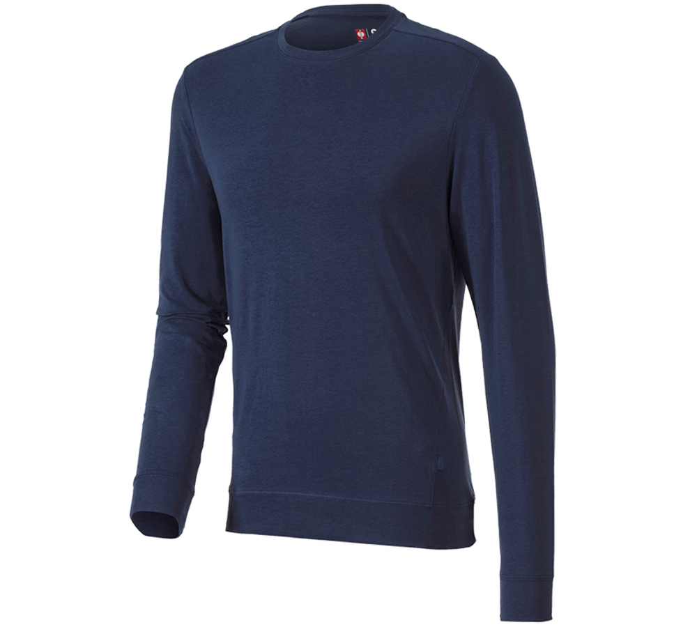 T-Shirts, Pullover & Skjorter: e.s. Longsleeve cotton stretch + mørkeblå