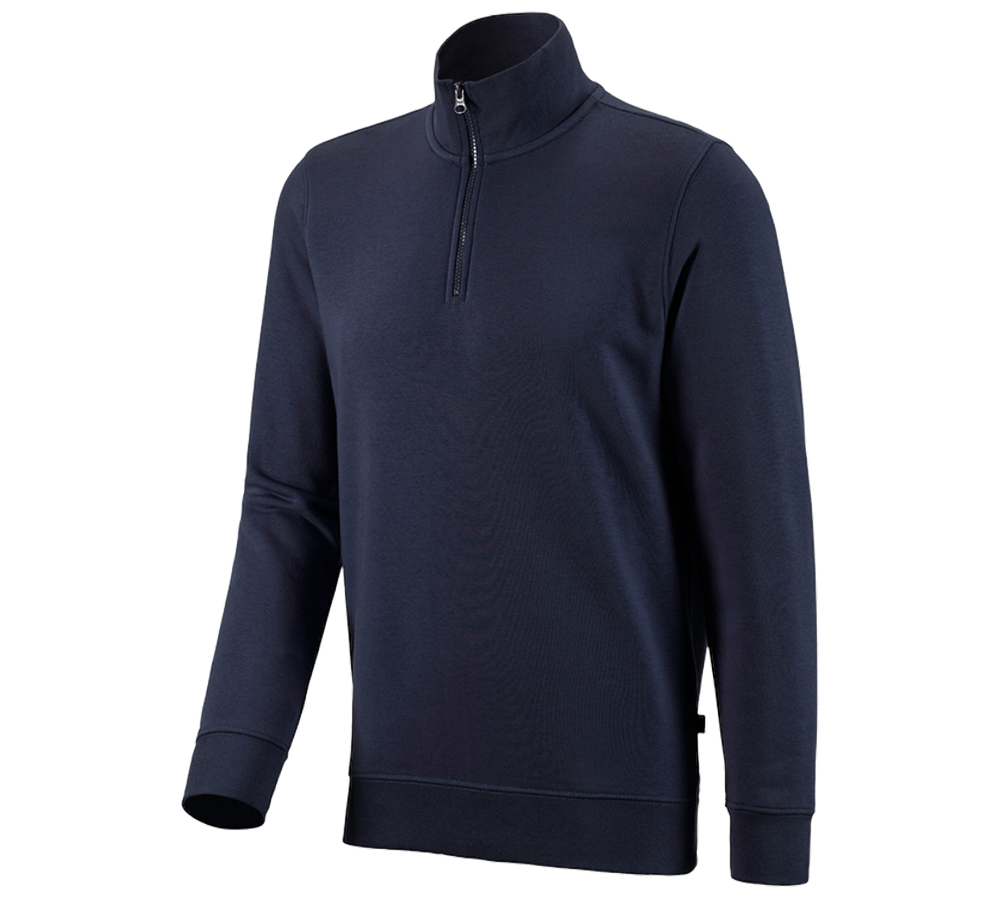 T-Shirts, Pullover & Skjorter: e.s. ZIP-Sweatshirt poly cotton + mørkeblå