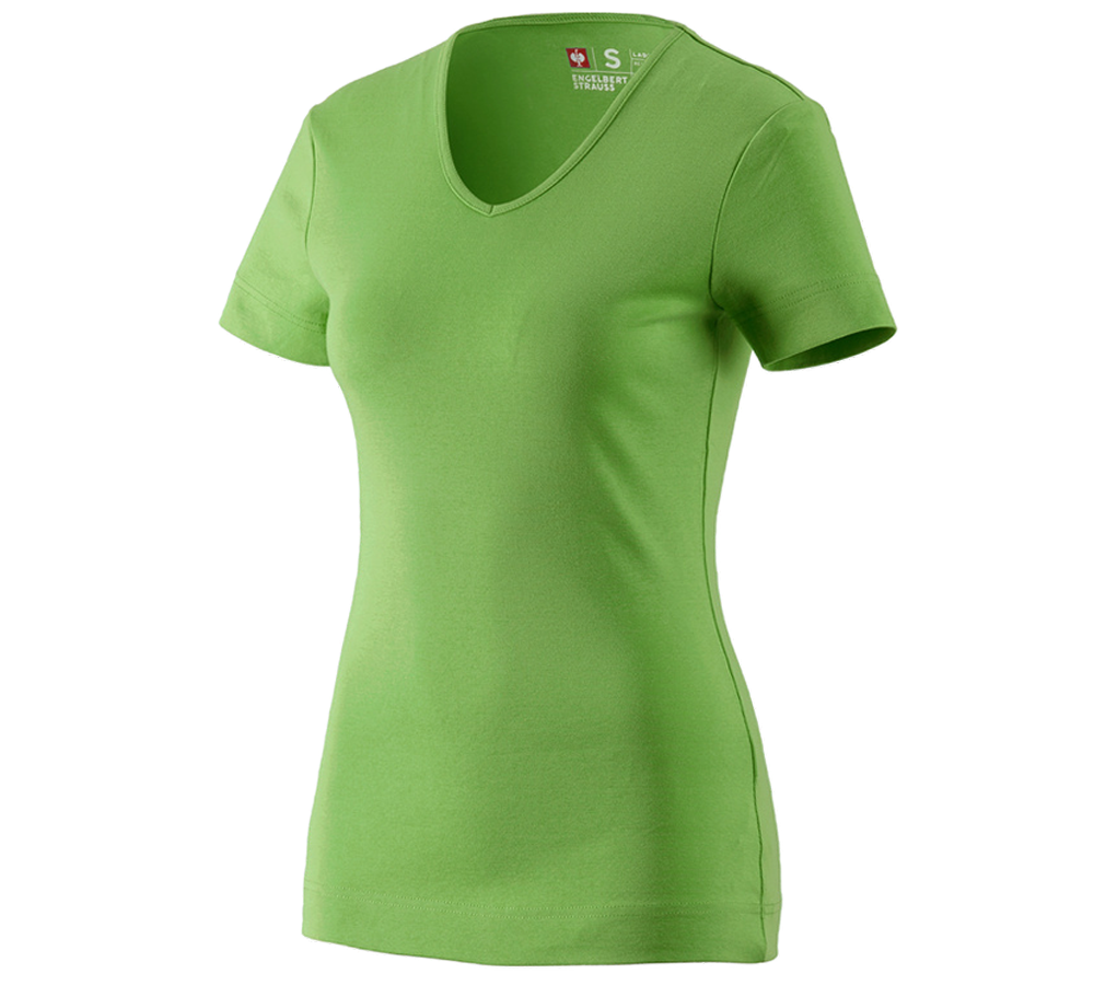 Emner: e.s. T-Shirt cotton V-Neck, damer + havgrøn