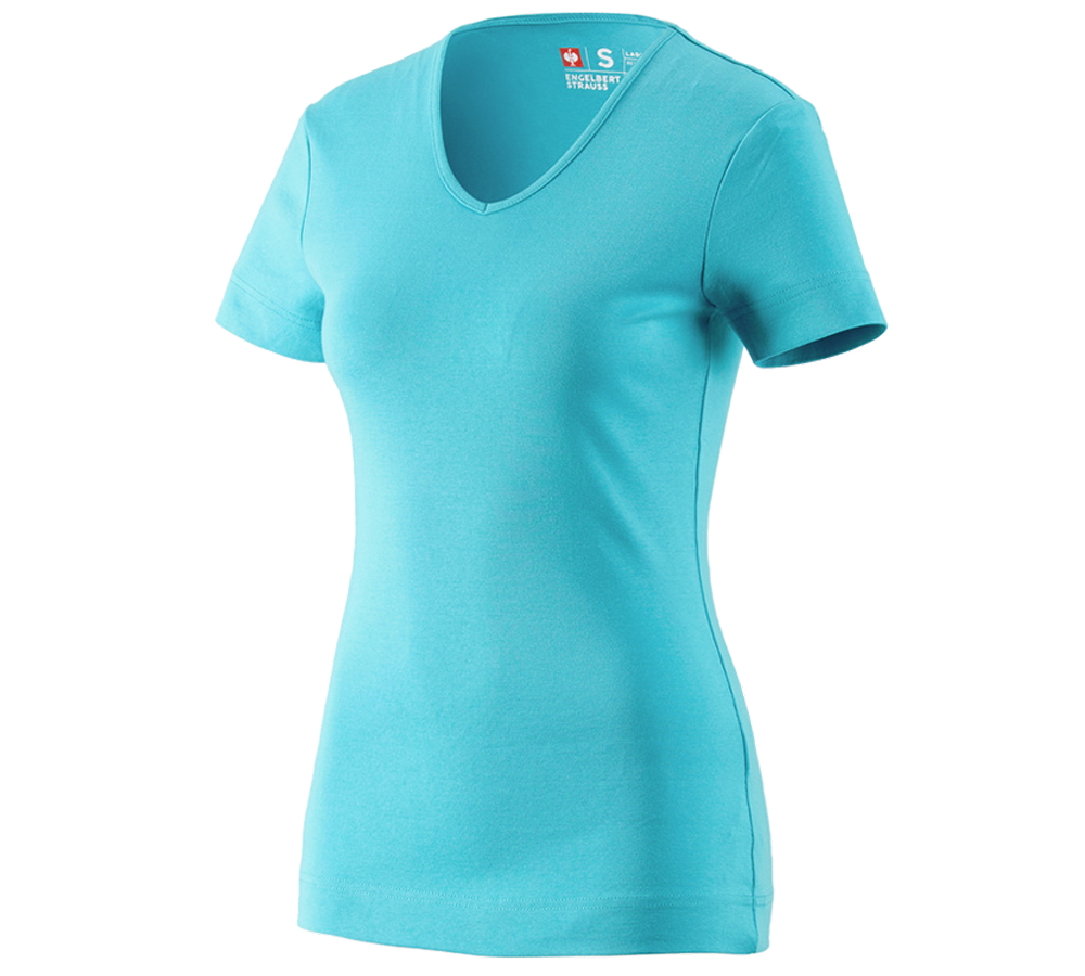 T-Shirts, Pullover & Skjorter: e.s. T-Shirt cotton V-Neck, damer + capri