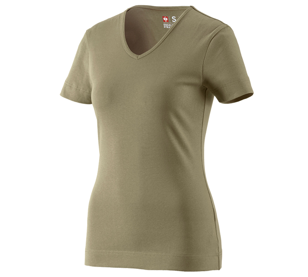 T-Shirts, Pullover & Skjorter: e.s. T-Shirt cotton V-Neck, damer + siv