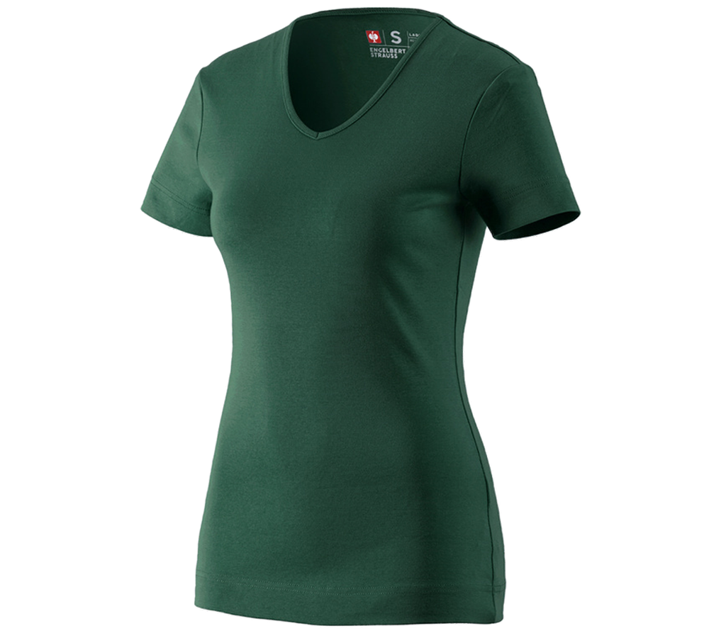 Gardening / Forestry / Farming: e.s. T-shirt cotton V-Neck, ladies' + green