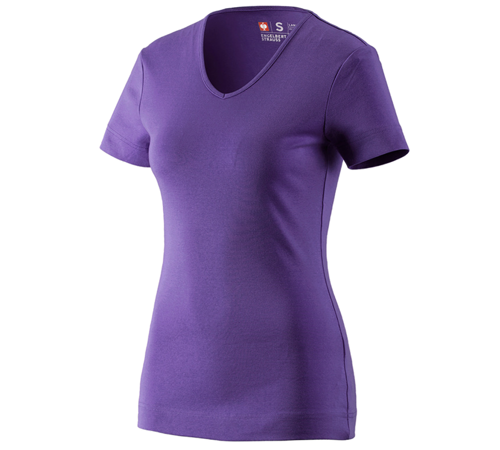 T-Shirts, Pullover & Skjorter: e.s. T-Shirt cotton V-Neck, damer + lilla