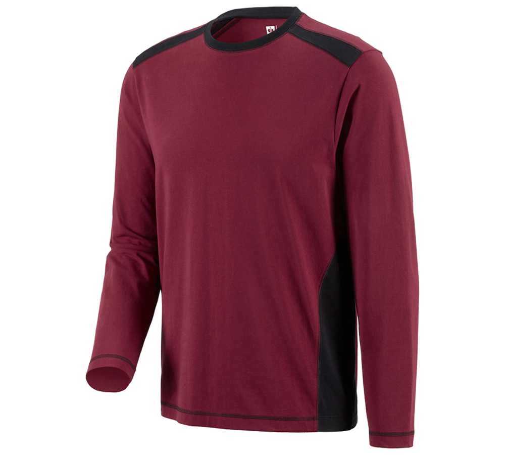 T-Shirts, Pullover & Skjorter: Longsleeve cotton e.s.active + bordeaux/sort