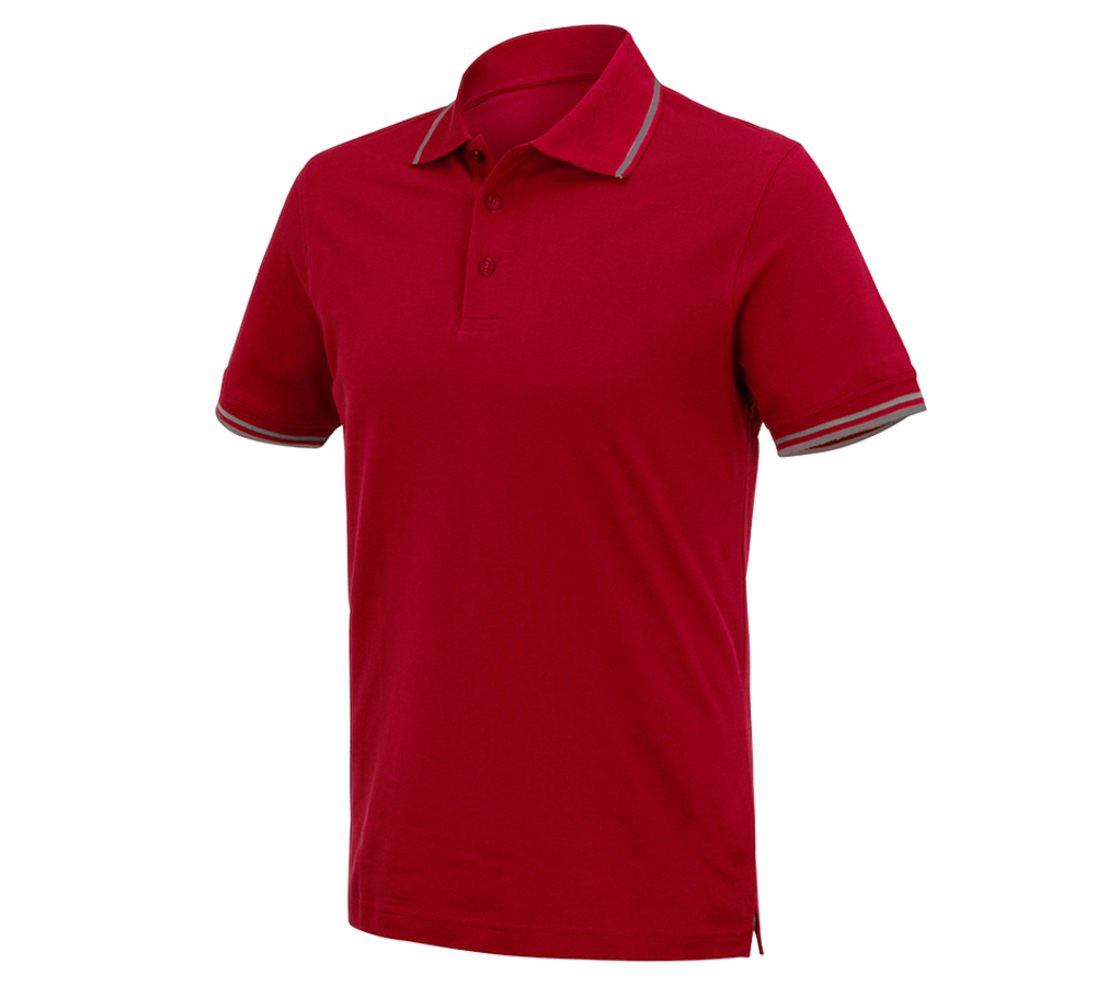 T-Shirts, Pullover & Skjorter: e.s. Polo-Shirt cotton Deluxe Colour + ildrød/aluminium