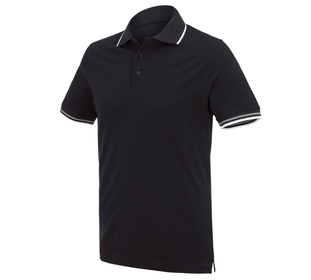 T-Shirts, Pullover & Skjorter: e.s. Polo-Shirt cotton Deluxe Colour + sort/sølv