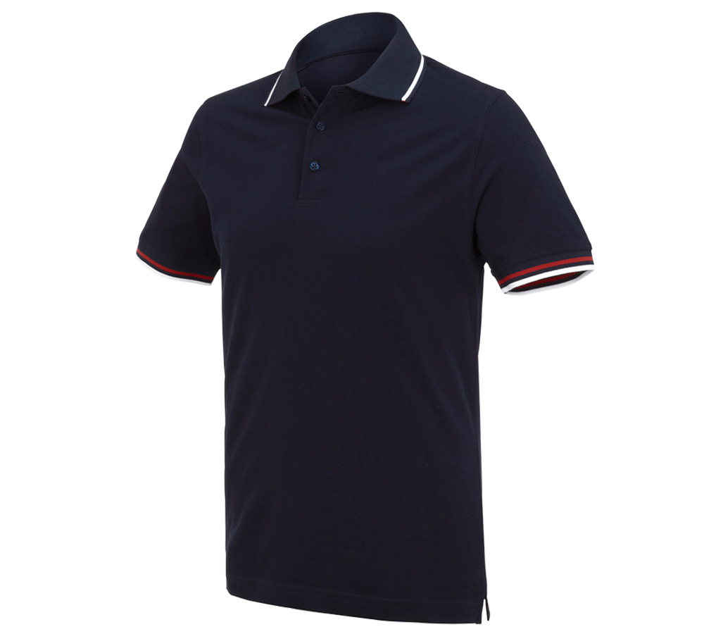 T-Shirts, Pullover & Skjorter: e.s. Polo-Shirt cotton Deluxe Colour + mørkeblå/rød