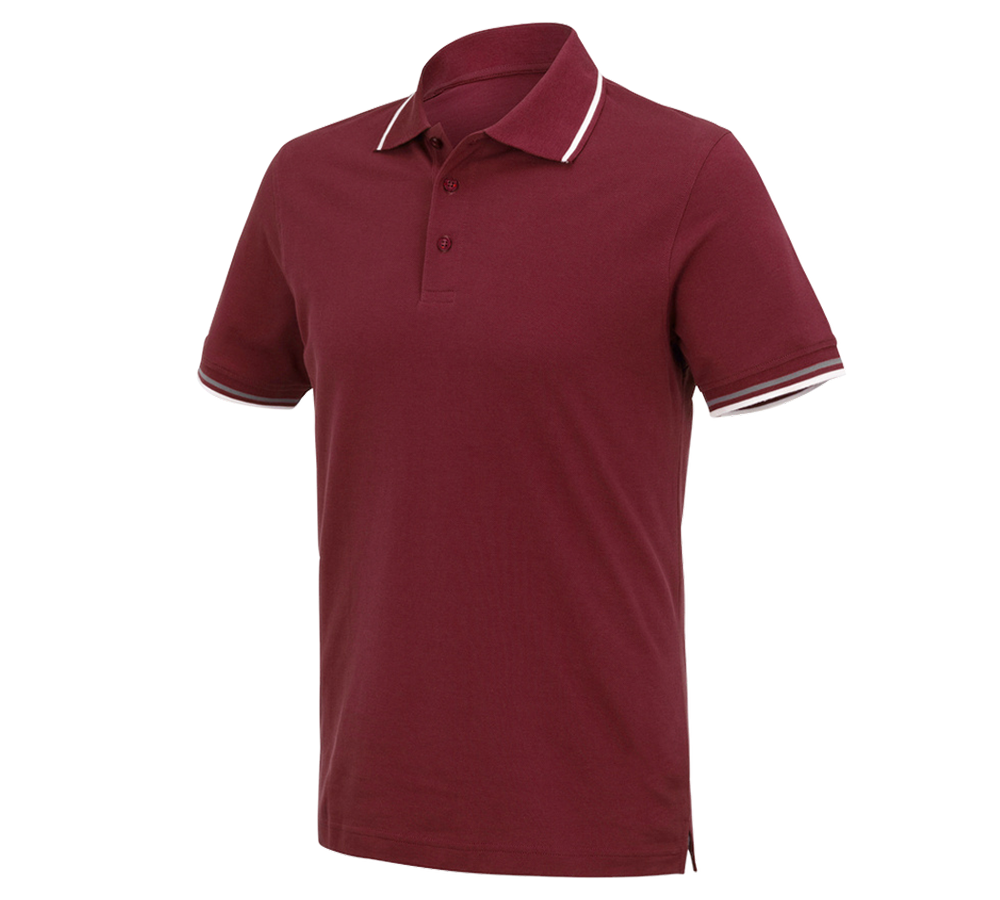 Emner: e.s. Polo-Shirt cotton Deluxe Colour + bordeaux/aluminium