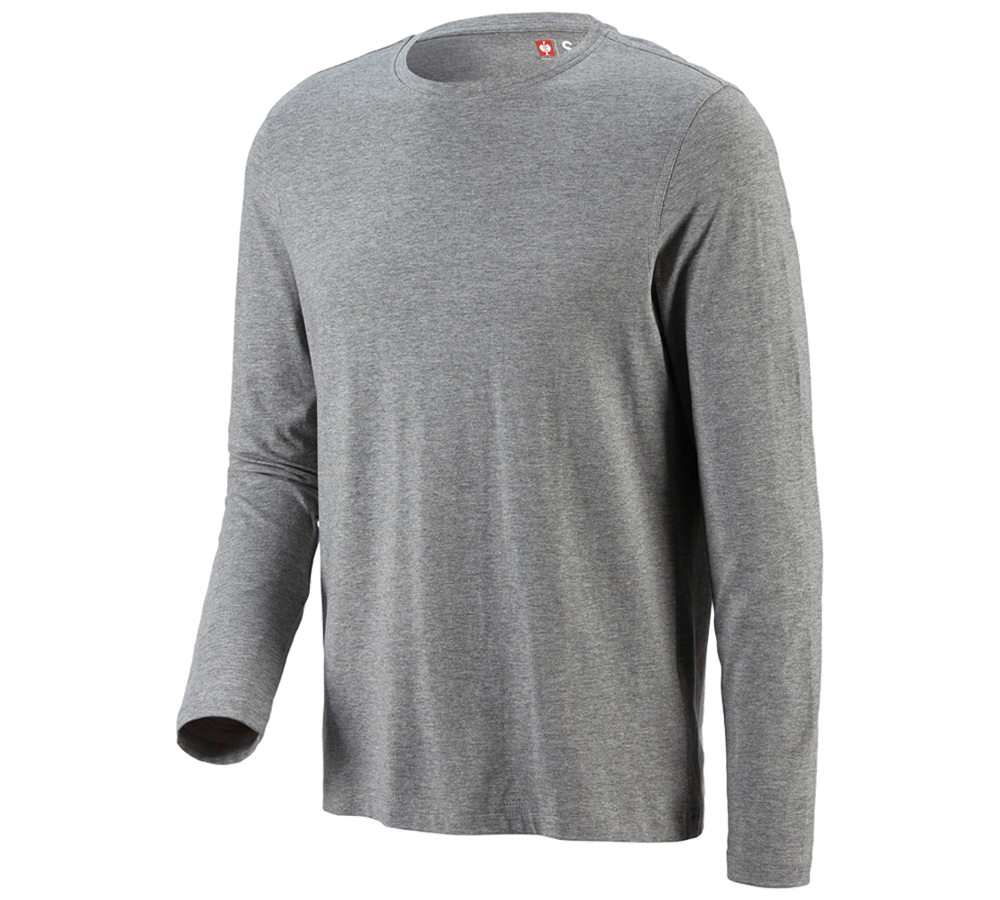 Shirts, Pullover & more: e.s. Long sleeve cotton + grey melange