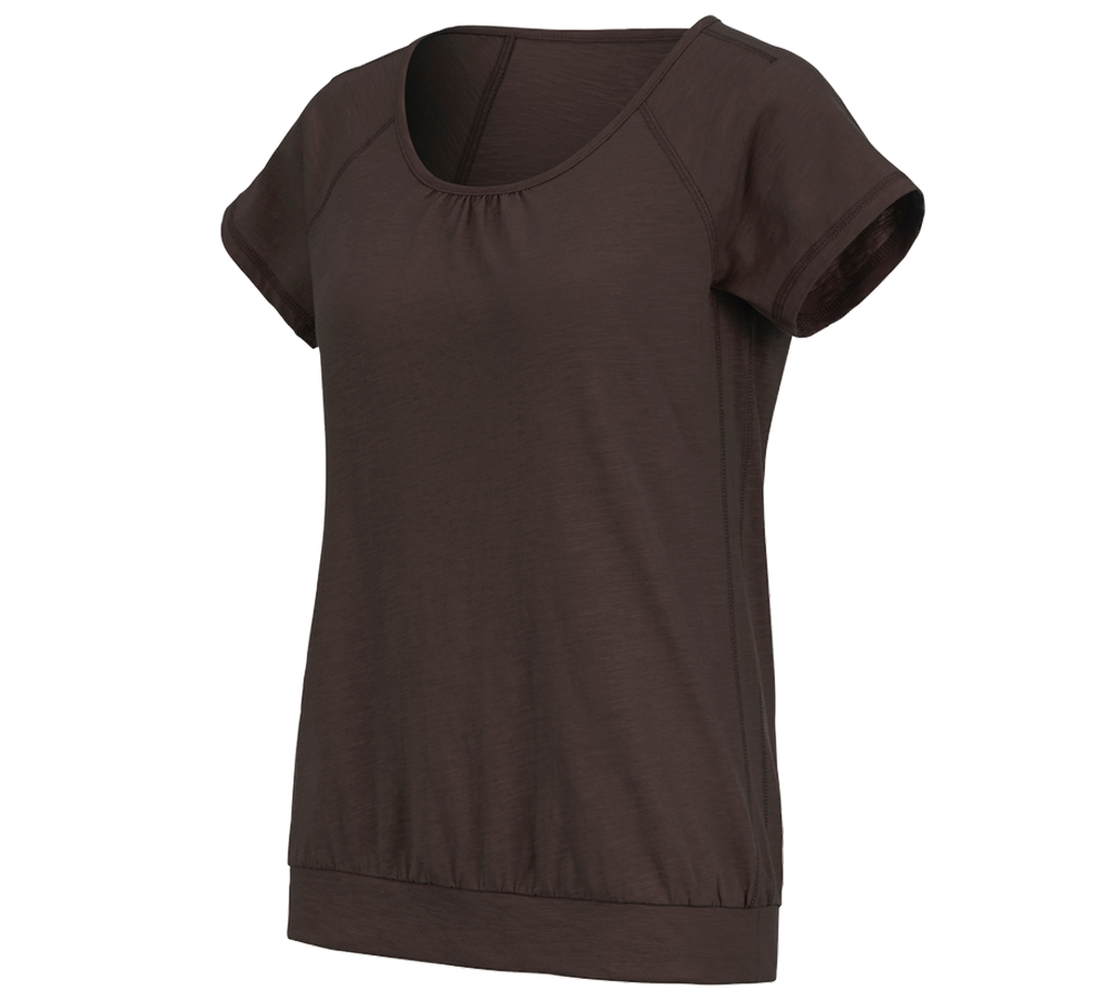 T-Shirts, Pullover & Skjorter: e.s. T-Shirt cotton slub, damer + kastanje