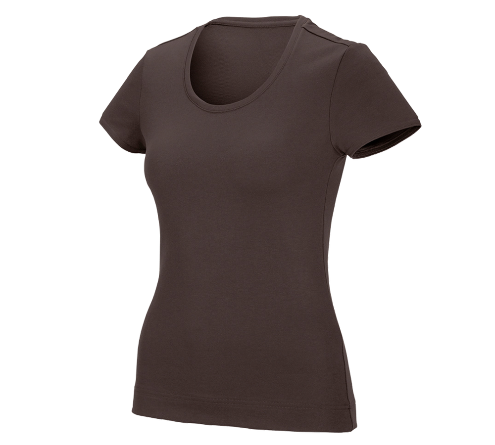 T-Shirts, Pullover & Skjorter: e.s. funktions-T-shirt poly cotton, damer + kastanje