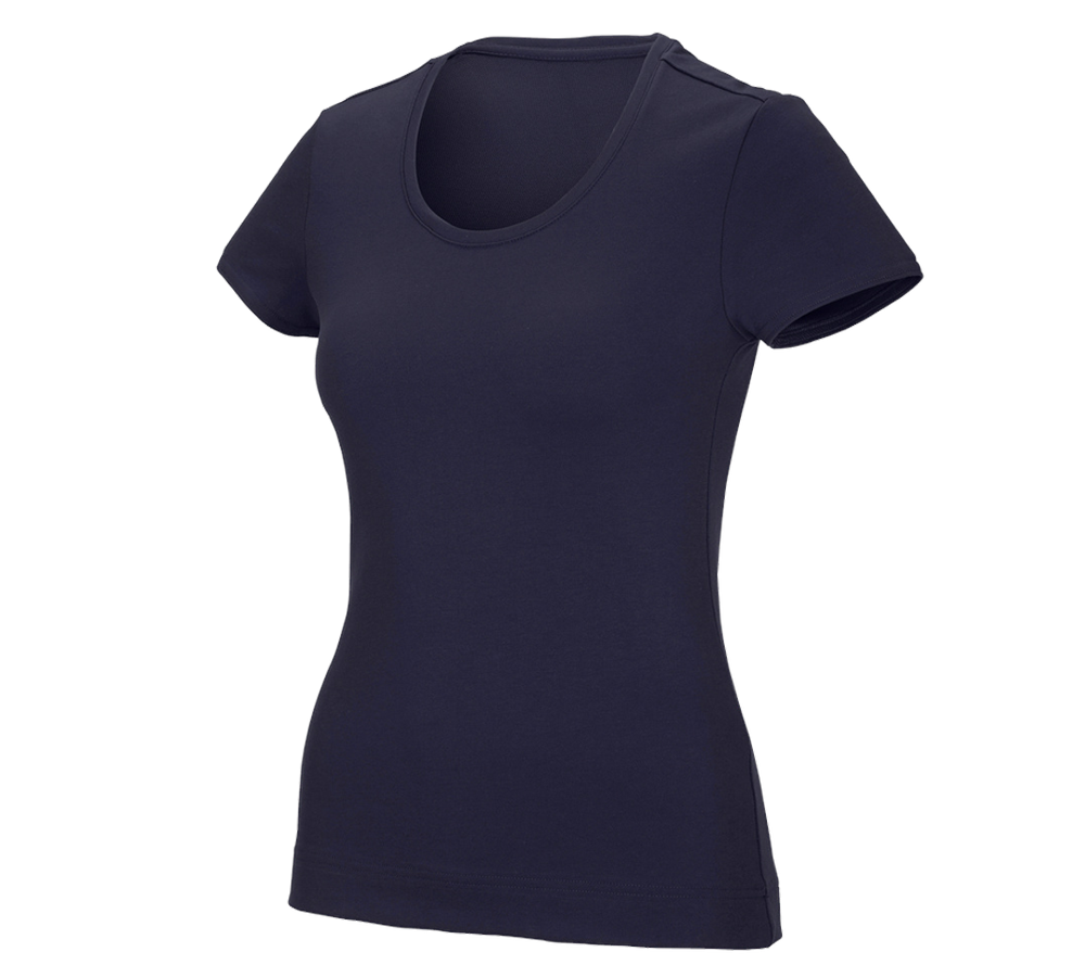 T-Shirts, Pullover & Skjorter: e.s. funktions-T-shirt poly cotton, damer + mørkeblå