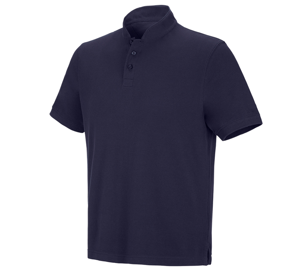 T-Shirts, Pullover & Skjorter: e.s. polo-shirt cotton Mandarin + mørkeblå