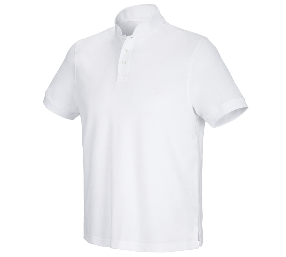 T-Shirts, Pullover & Skjorter: e.s. polo-shirt cotton Mandarin + hvid
