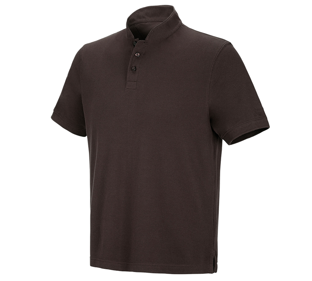 T-Shirts, Pullover & Skjorter: e.s. polo-shirt cotton Mandarin + kastanje