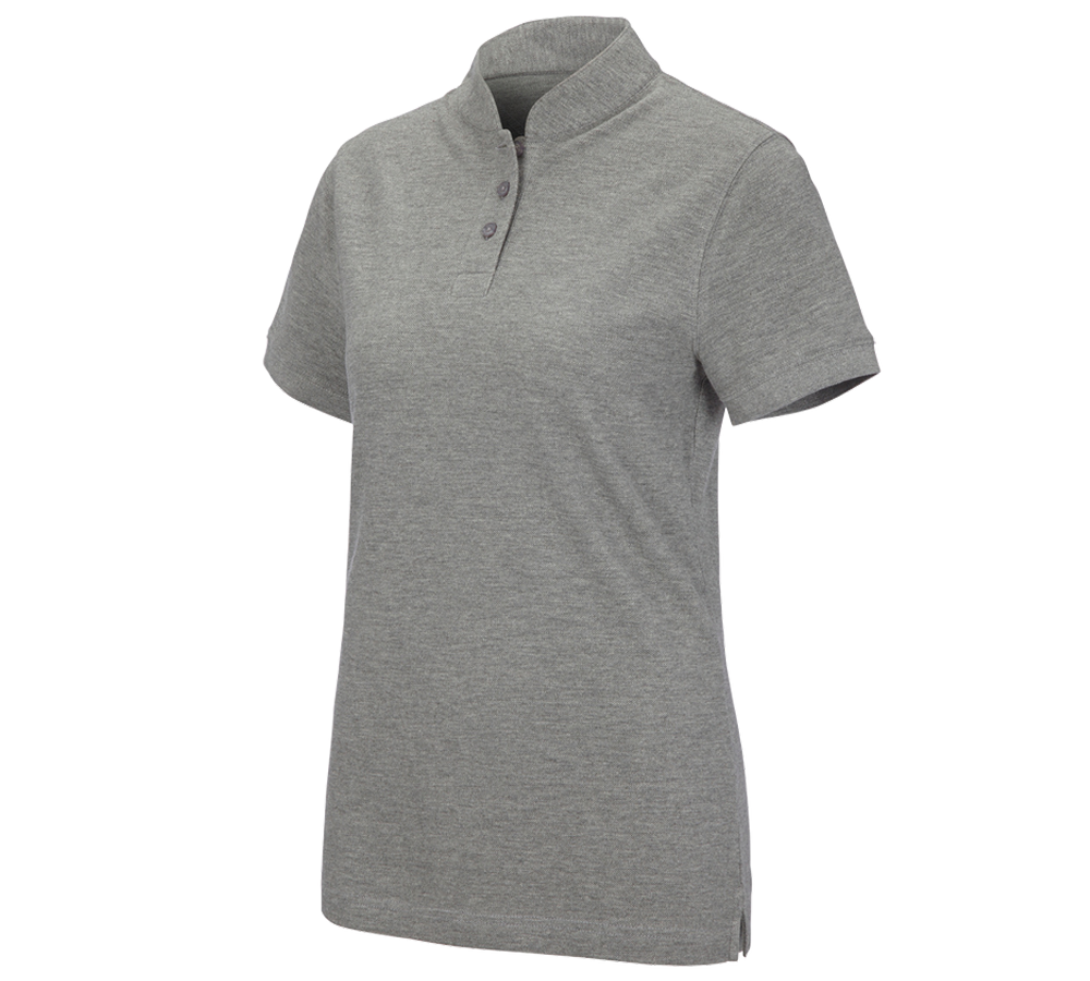 Gardening / Forestry / Farming: e.s. Polo shirt cotton Mandarin, ladies' + grey melange