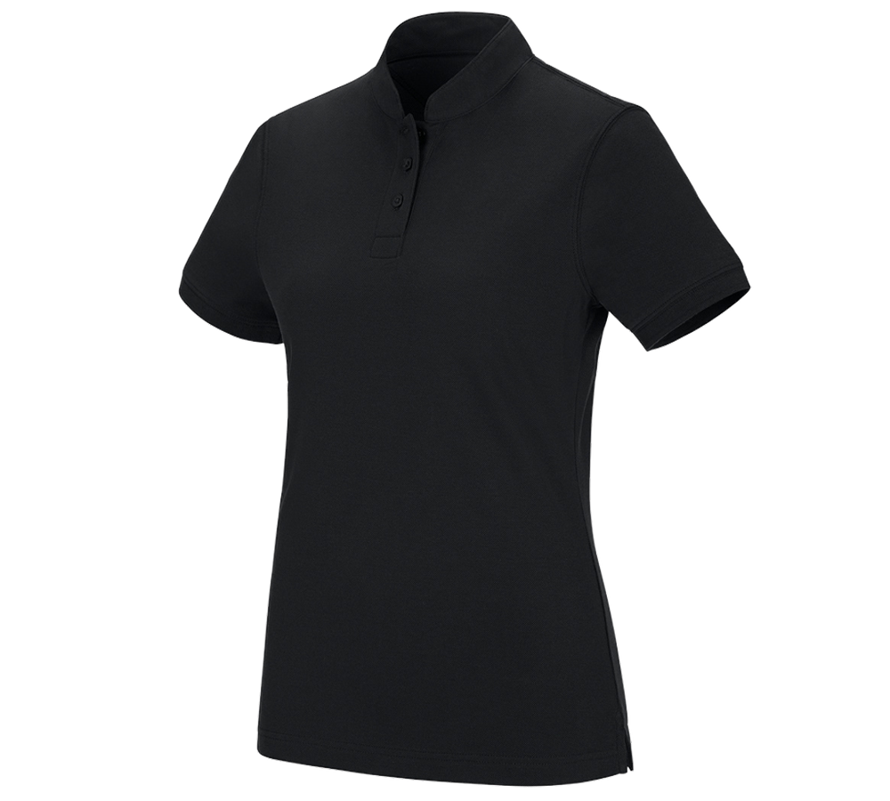 T-Shirts, Pullover & Skjorter: e.s. polo-shirt cotton Mandarin, damer + sort