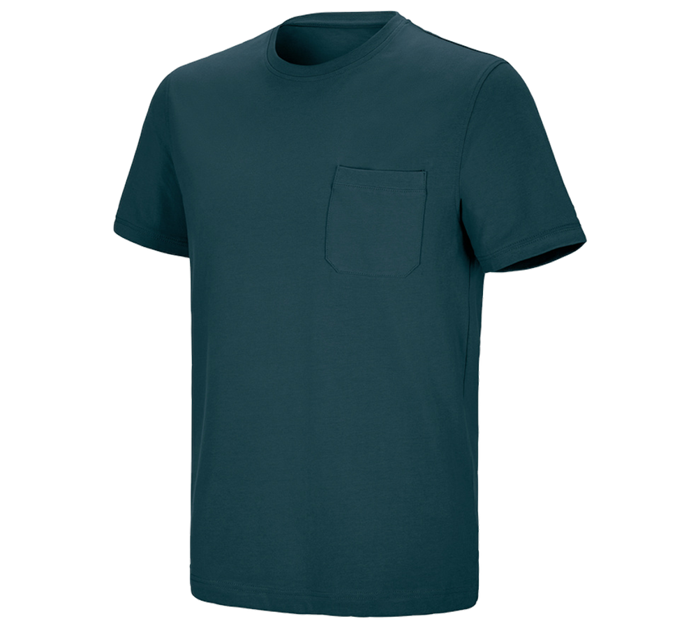 T-Shirts, Pullover & Skjorter: e.s. T-shirt cotton stretch Pocket + havblå