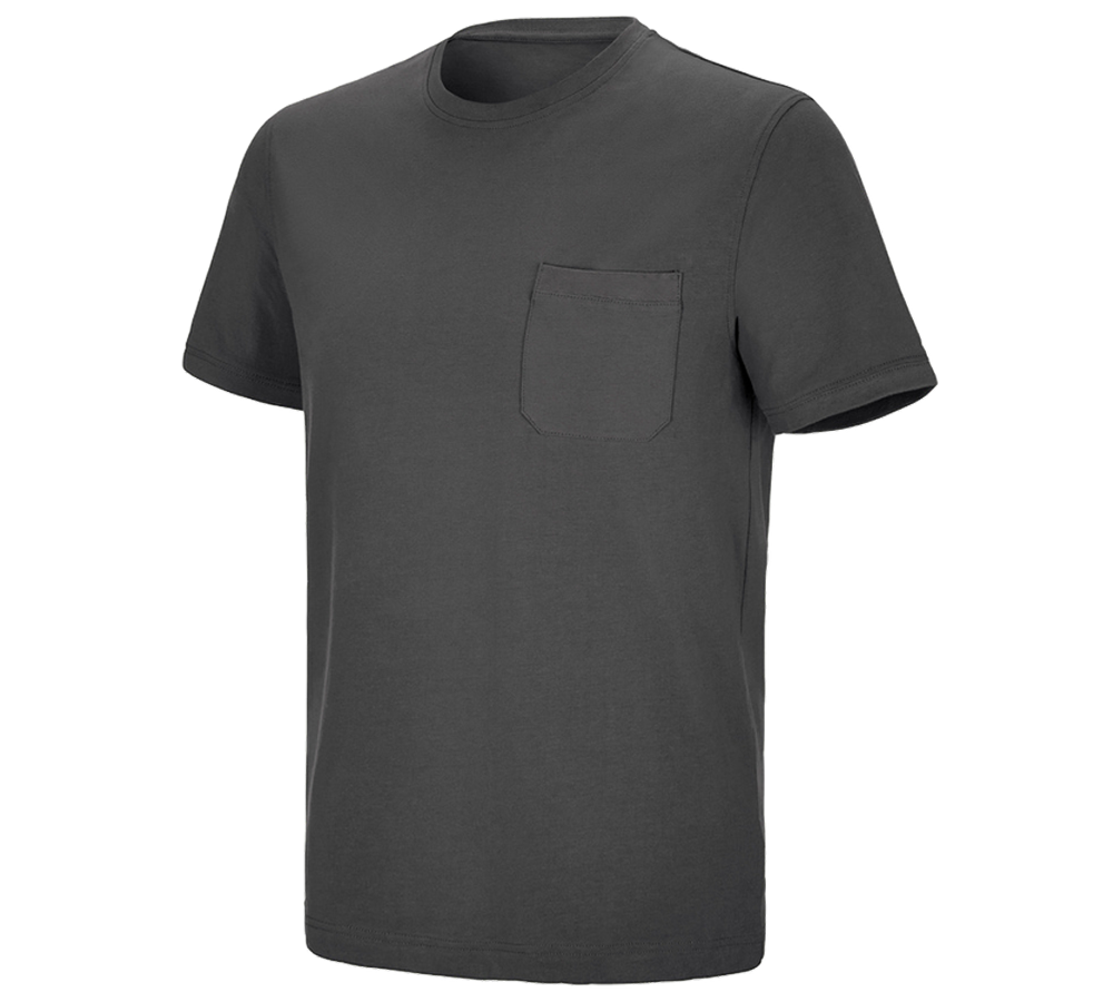 T-Shirts, Pullover & Skjorter: e.s. T-shirt cotton stretch Pocket + antracit