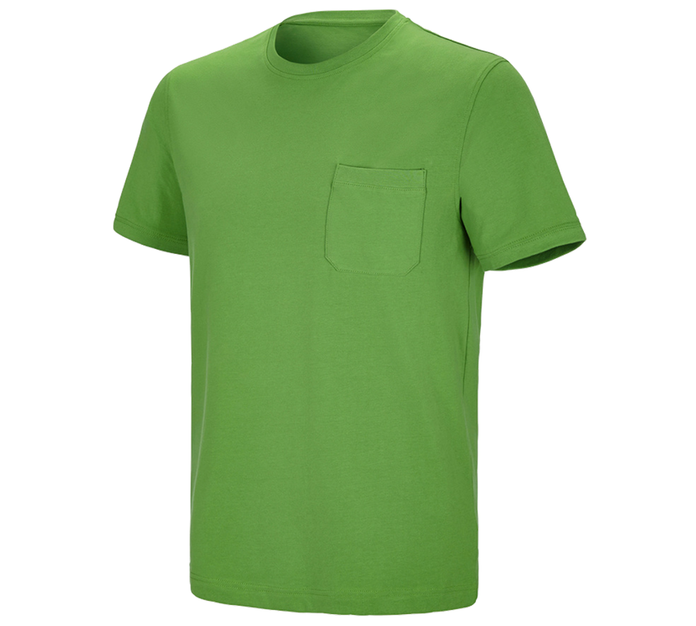 T-Shirts, Pullover & Skjorter: e.s. T-shirt cotton stretch Pocket + havgrøn