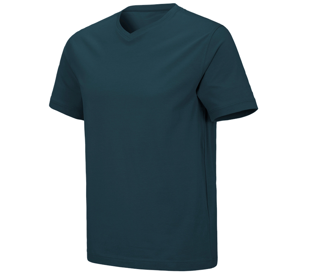 T-Shirts, Pullover & Skjorter: e.s. T-shirt cotton stretch V-Neck + havblå