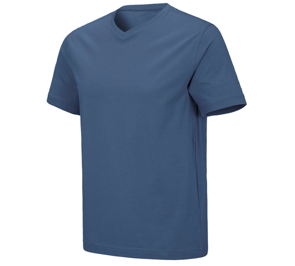 T-Shirts, Pullover & Skjorter: e.s. T-shirt cotton stretch V-Neck + kobolt