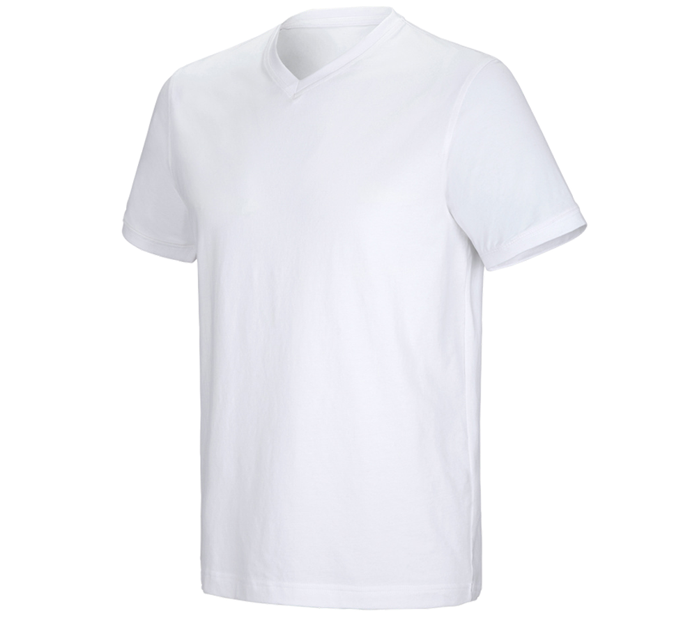 T-Shirts, Pullover & Skjorter: e.s. T-shirt cotton stretch V-Neck + hvid