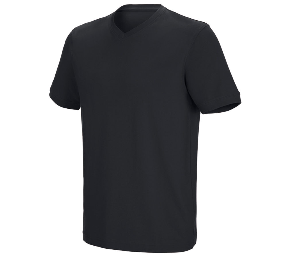 Topics: e.s. T-shirt cotton stretch V-Neck + black