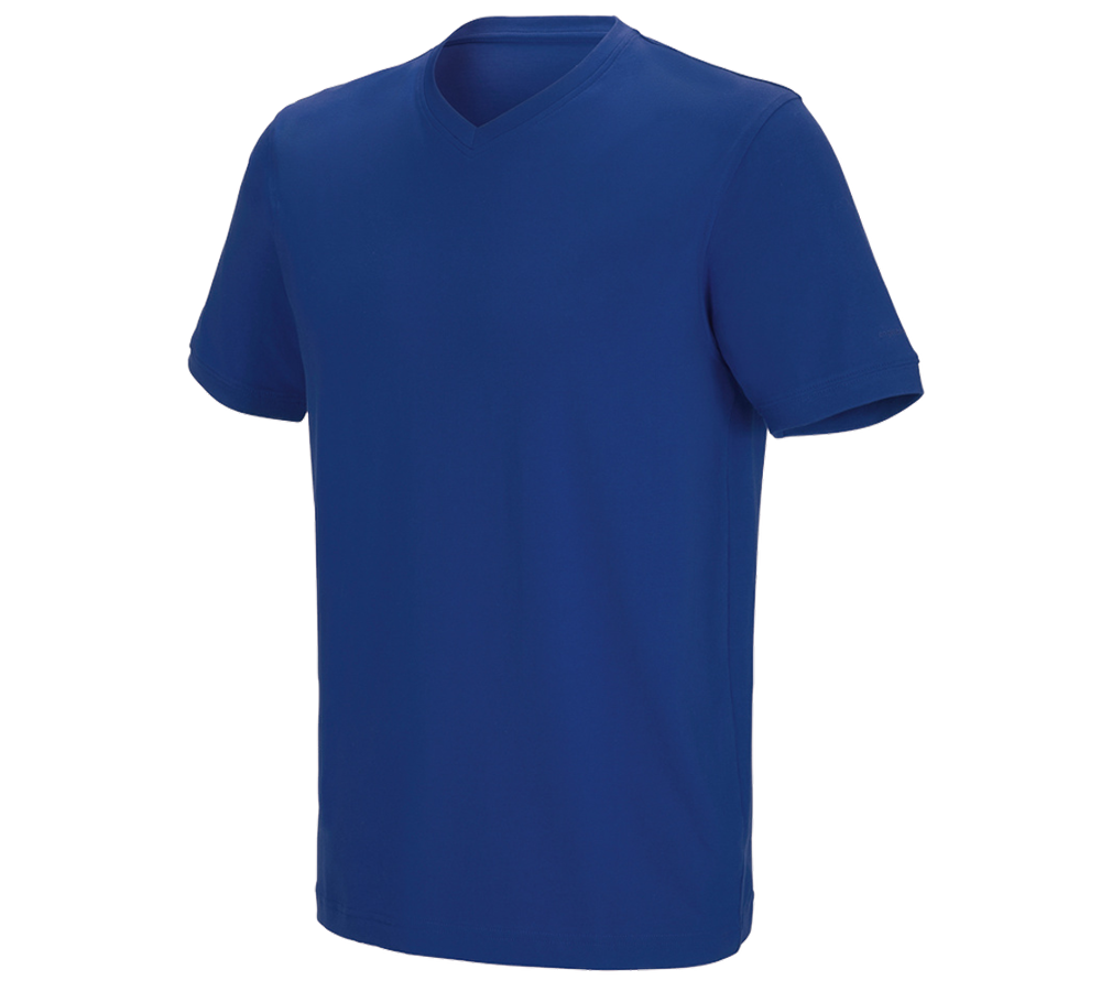 T-Shirts, Pullover & Skjorter: e.s. T-shirt cotton stretch V-Neck + kornblå