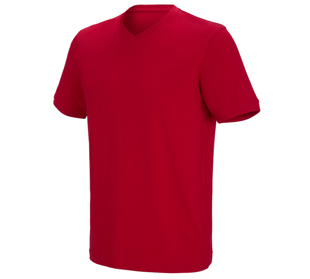 T-Shirts, Pullover & Skjorter: e.s. T-shirt cotton stretch V-Neck + ildrød