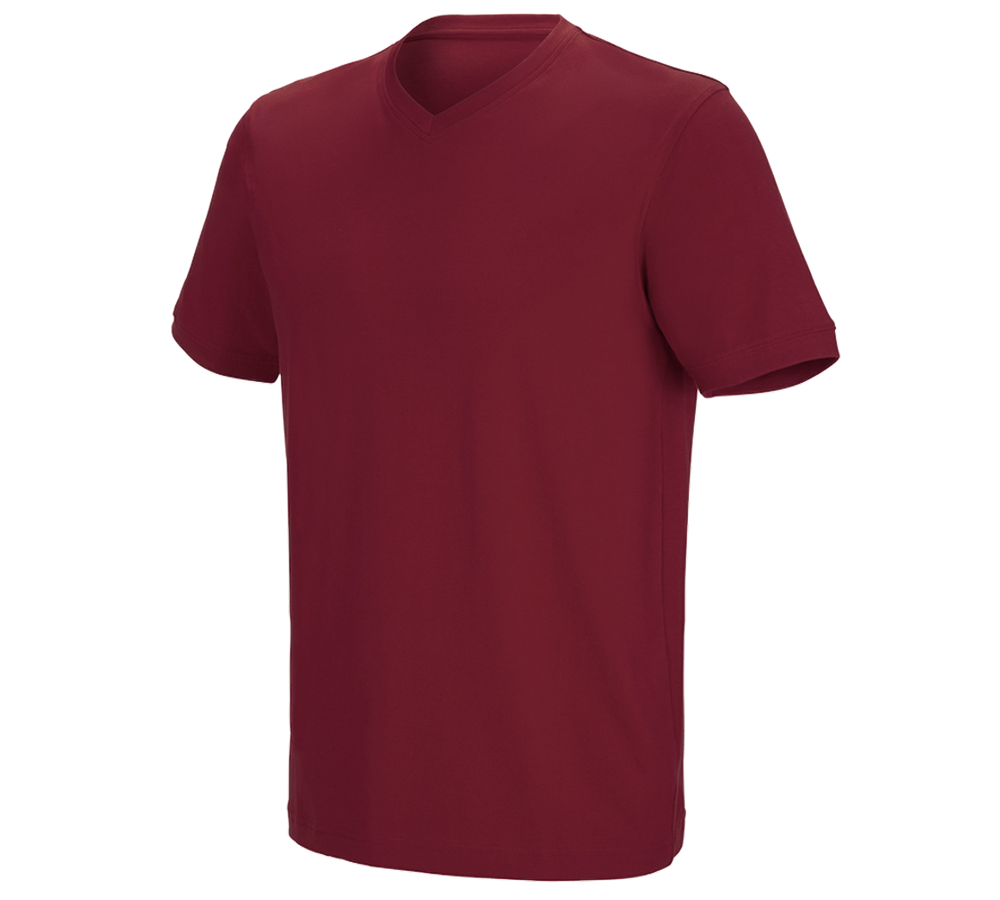 T-Shirts, Pullover & Skjorter: e.s. T-shirt cotton stretch V-Neck + bordeaux