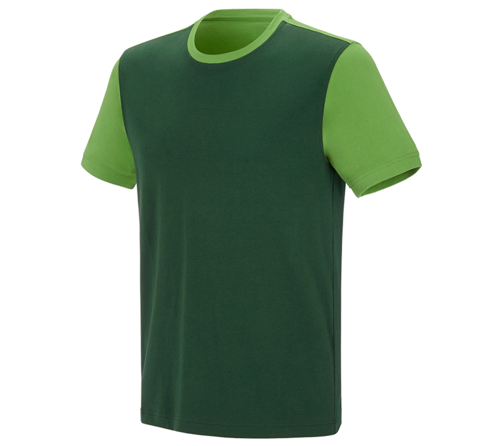 T-Shirts, Pullover & Skjorter: e.s. T-shirt cotton stretch bicolor + grøn/havgrøn