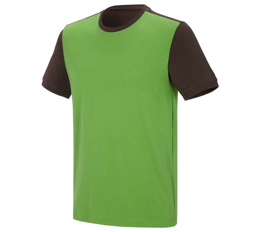 T-Shirts, Pullover & Skjorter: e.s. T-shirt cotton stretch bicolor + havgrøn/kastanje