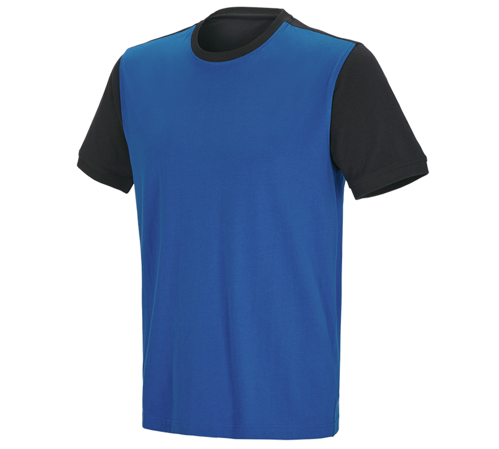 T-Shirts, Pullover & Skjorter: e.s. T-shirt cotton stretch bicolor + ensianblå/grafit