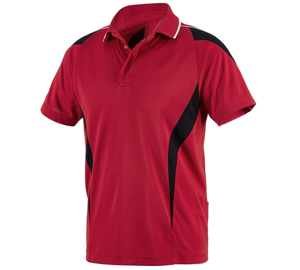Emner: e.s. Funktions Polo-Shirt poly Silverfresh + rød/sort