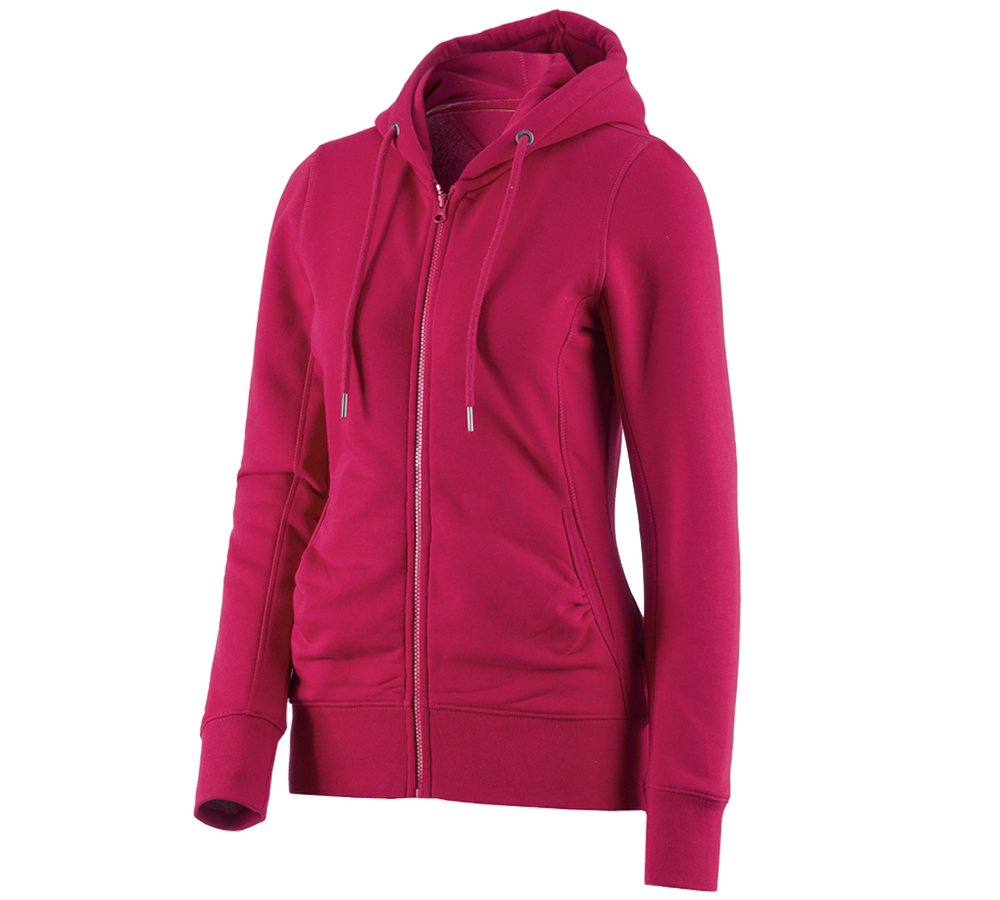 Shirts, Pullover & more: e.s. Hoody sweatjacket poly cotton, ladies' + berry