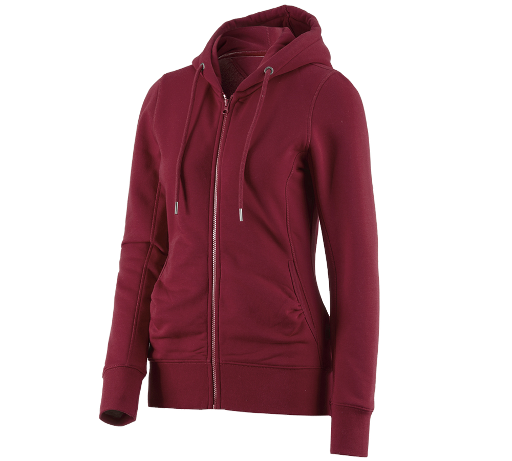 Shirts, Pullover & more: e.s. Hoody sweatjacket poly cotton, ladies' + bordeaux
