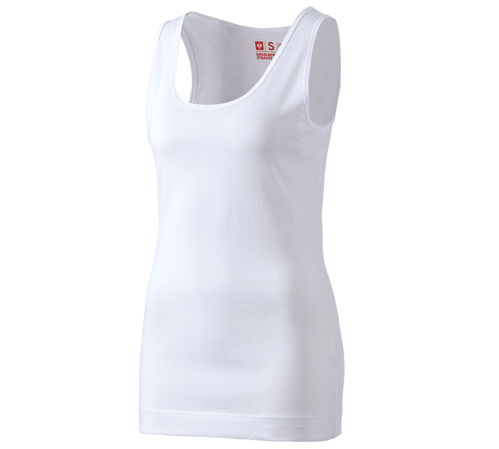 T-Shirts, Pullover & Skjorter: e.s. Long-Tank cotton, damer + hvid