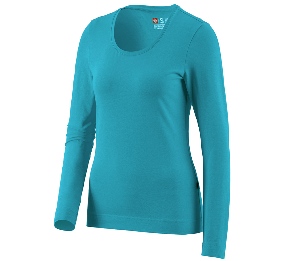 T-Shirts, Pullover & Skjorter: e.s. Longsleeve cotton stretch, damer + ocean