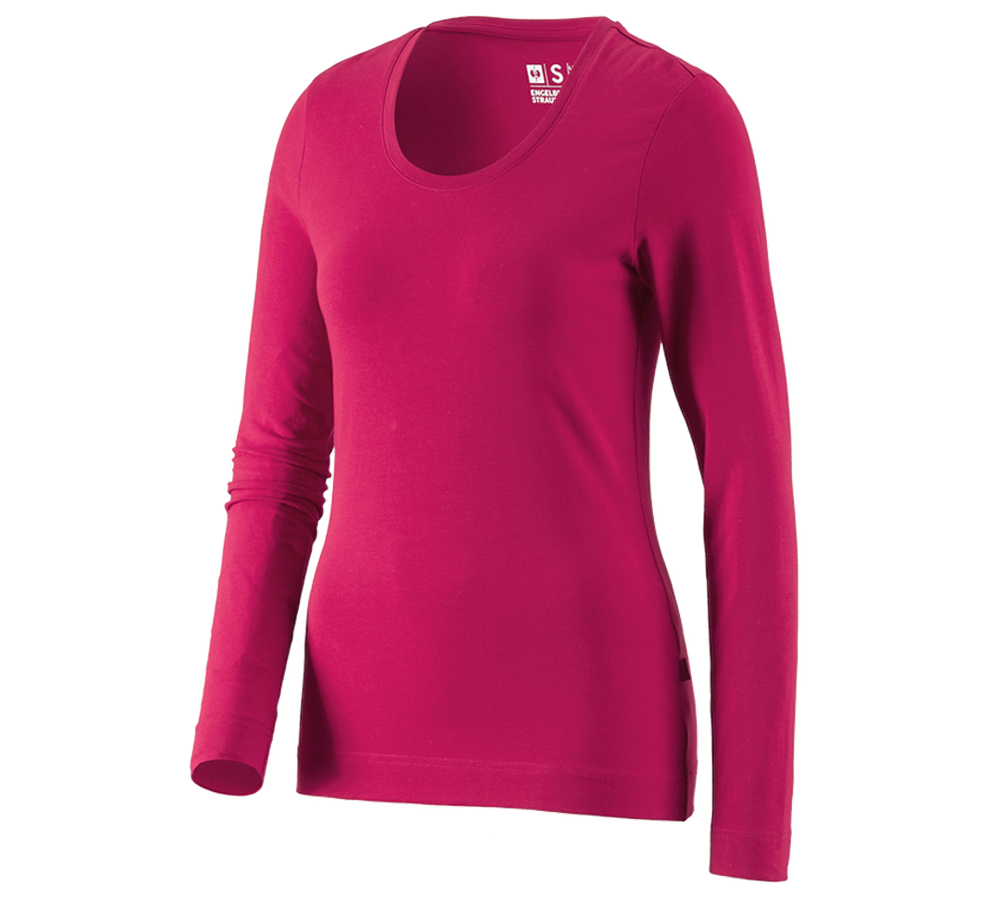 Shirts, Pullover & more: e.s. Long sleeve cotton stretch, ladies' + berry
