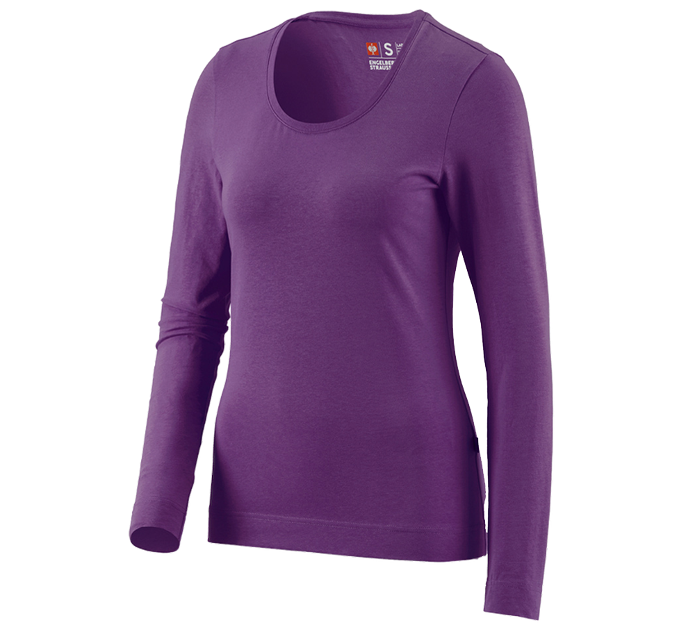 T-Shirts, Pullover & Skjorter: e.s. Longsleeve cotton stretch, damer + violet