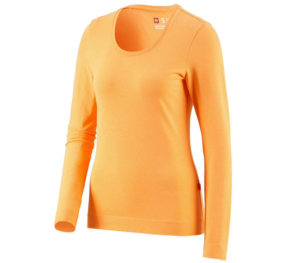T-Shirts, Pullover & Skjorter: e.s. Longsleeve cotton stretch, damer + lys orange