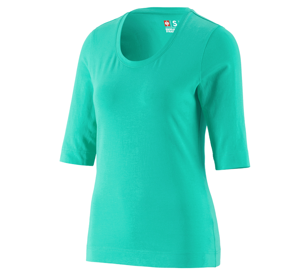 T-Shirts, Pullover & Skjorter: e.s. Shirt 3/4-ærmer cotton stretch, damer + lagune