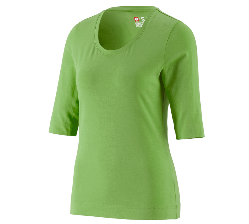 T-Shirts, Pullover & Skjorter: e.s. Shirt 3/4-ærmer cotton stretch, damer + havgrøn