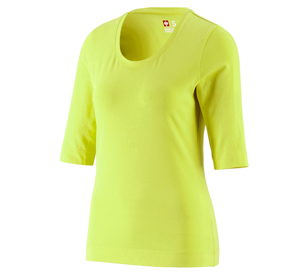 T-Shirts, Pullover & Skjorter: e.s. Shirt 3/4-ærmer cotton stretch, damer + majgrøn