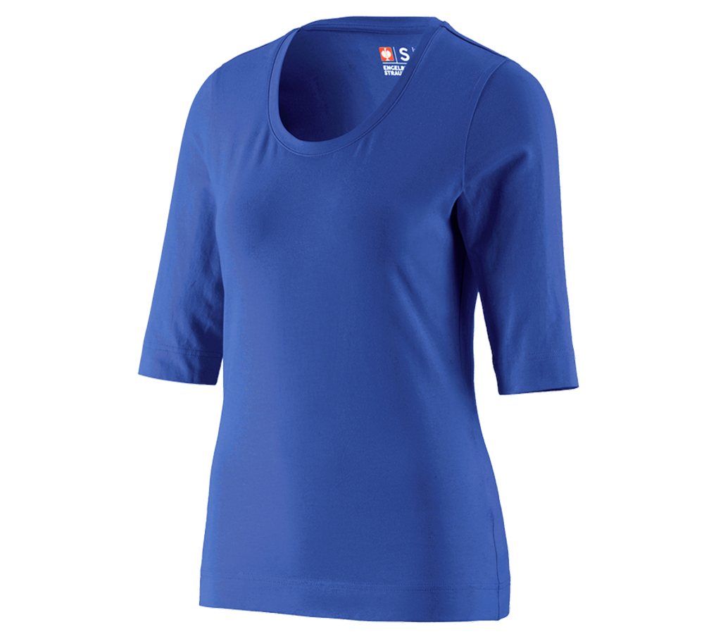 T-Shirts, Pullover & Skjorter: e.s. Shirt 3/4-ærmer cotton stretch, damer + kornblå