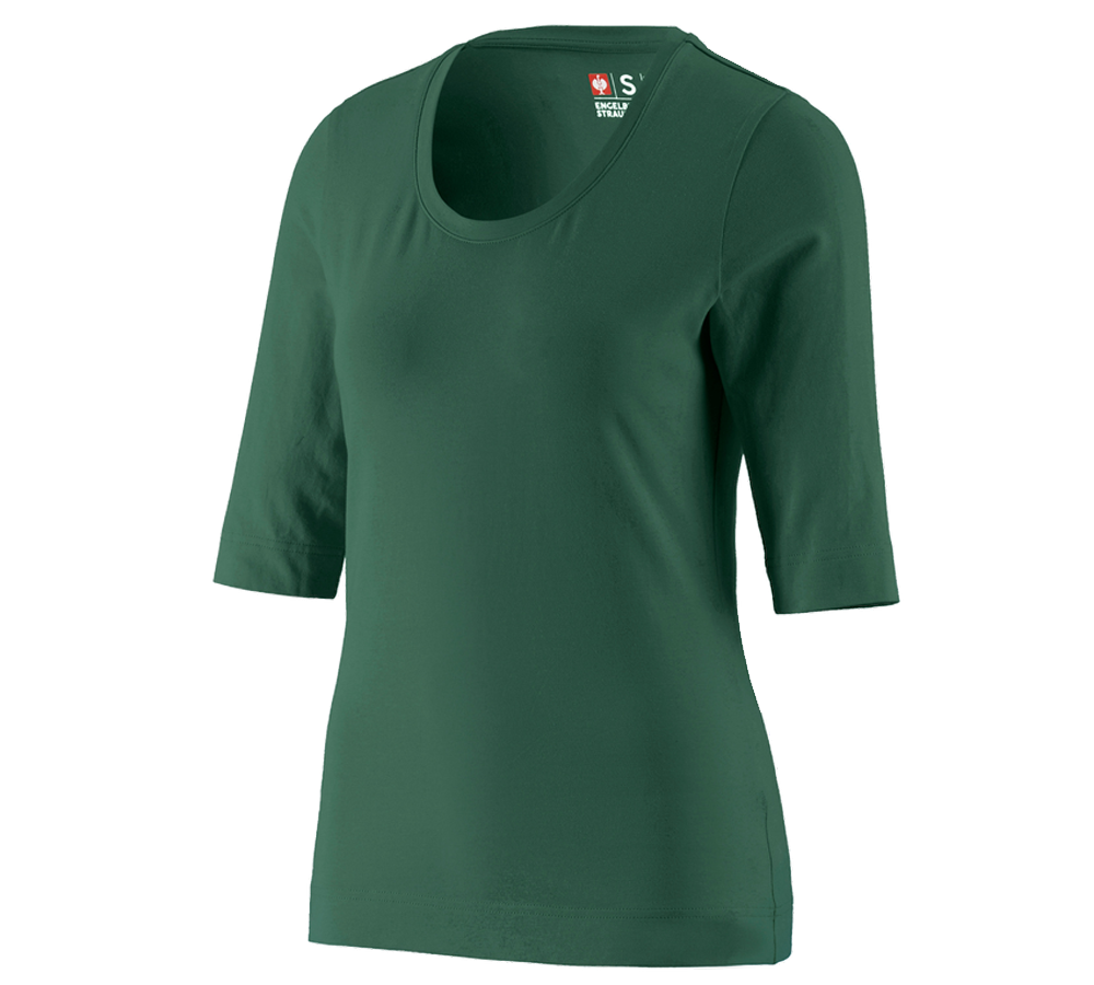 T-Shirts, Pullover & Skjorter: e.s. Shirt 3/4-ærmer cotton stretch, damer + grøn