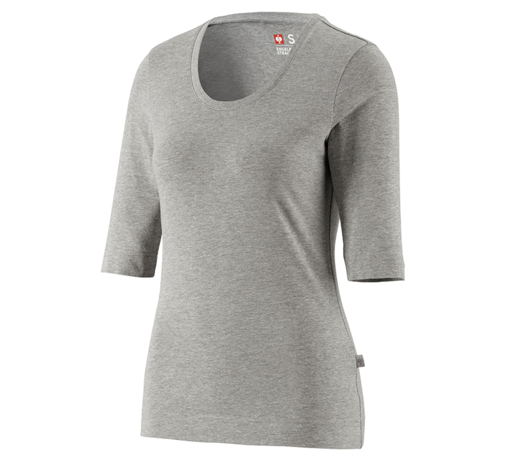 T-Shirts, Pullover & Skjorter: e.s. Shirt 3/4-ærmer cotton stretch, damer + gråmeleret